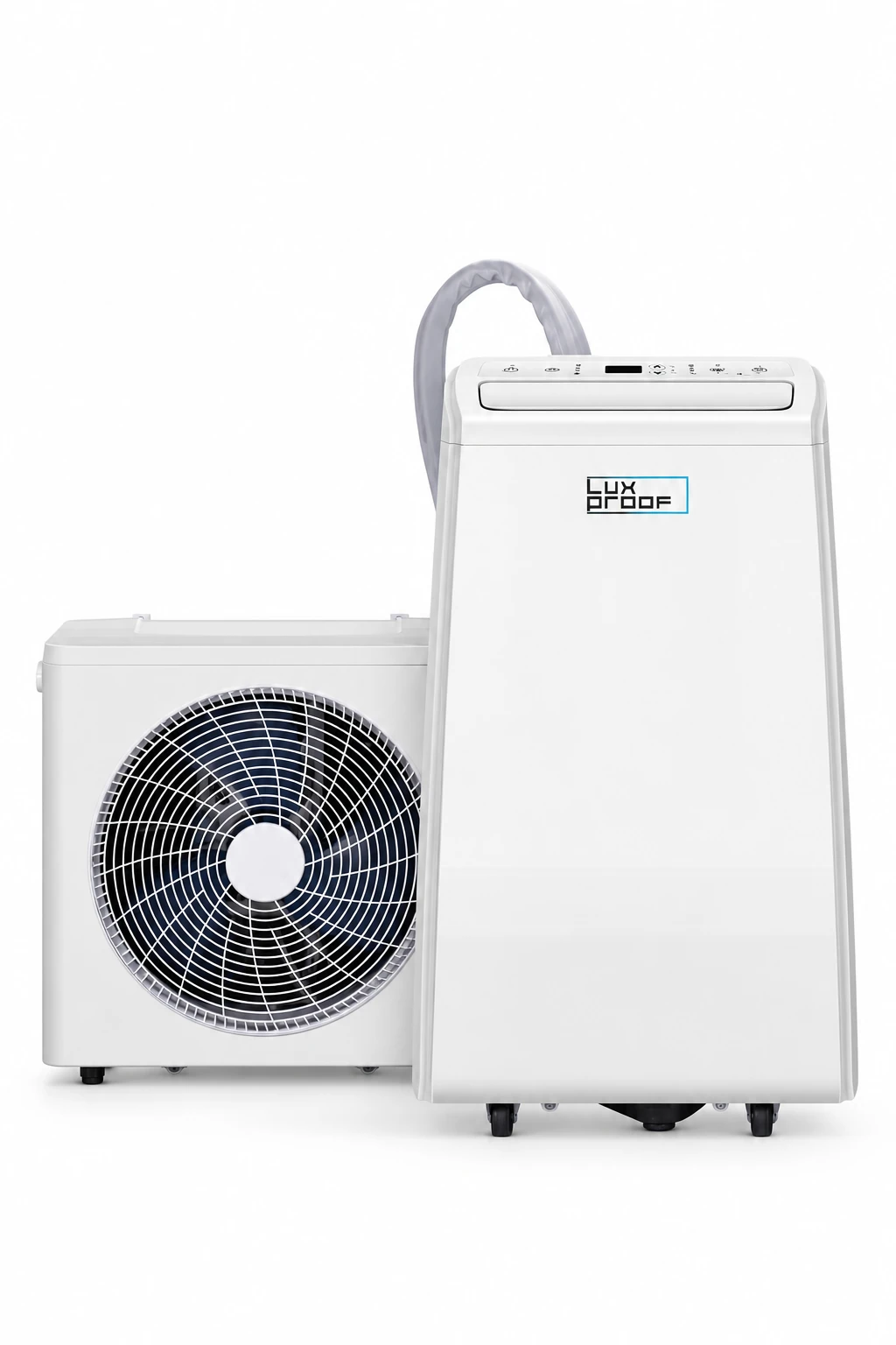 LuxProof MKS6130031 portable split air conditioner with separate indoor unit, outdoor fan unit and connecting line